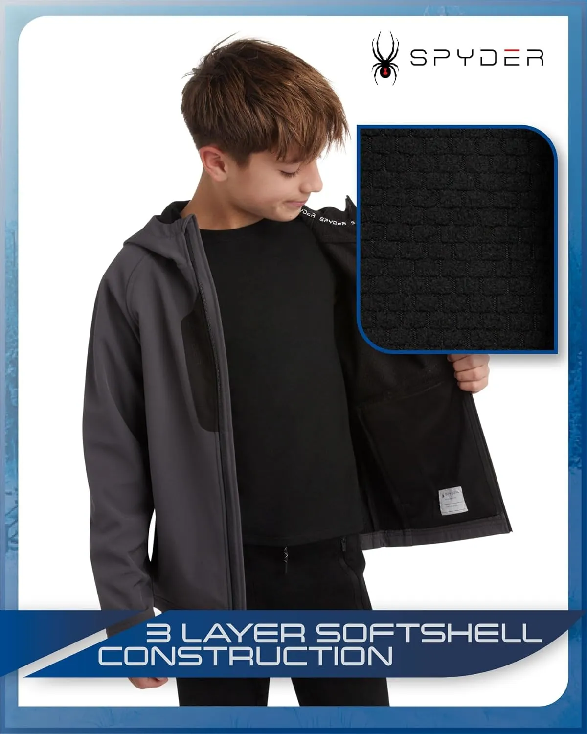 Spyder Boys' Soft Shell Jacket - Lightweight Fleece Lined Water and Wind Resistant Windbreaker Jacket for Boys (Sizes: 8-20)