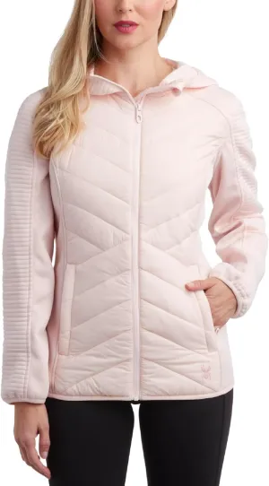 Spyder Women's Puffer Jacket - Mixed Fleece Insulated Winter Coat with Taffeta Panels- Quilted Hooded Jacket for Women (S-XL)