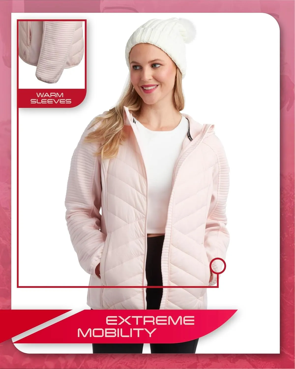 Spyder Women's Puffer Jacket - Mixed Fleece Insulated Winter Coat with Taffeta Panels- Quilted Hooded Jacket for Women (S-XL)