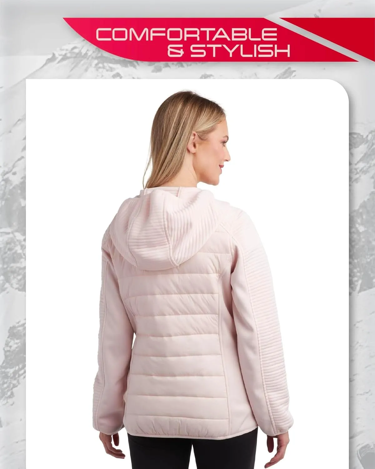 Spyder Women's Puffer Jacket - Mixed Fleece Insulated Winter Coat with Taffeta Panels- Quilted Hooded Jacket for Women (S-XL)