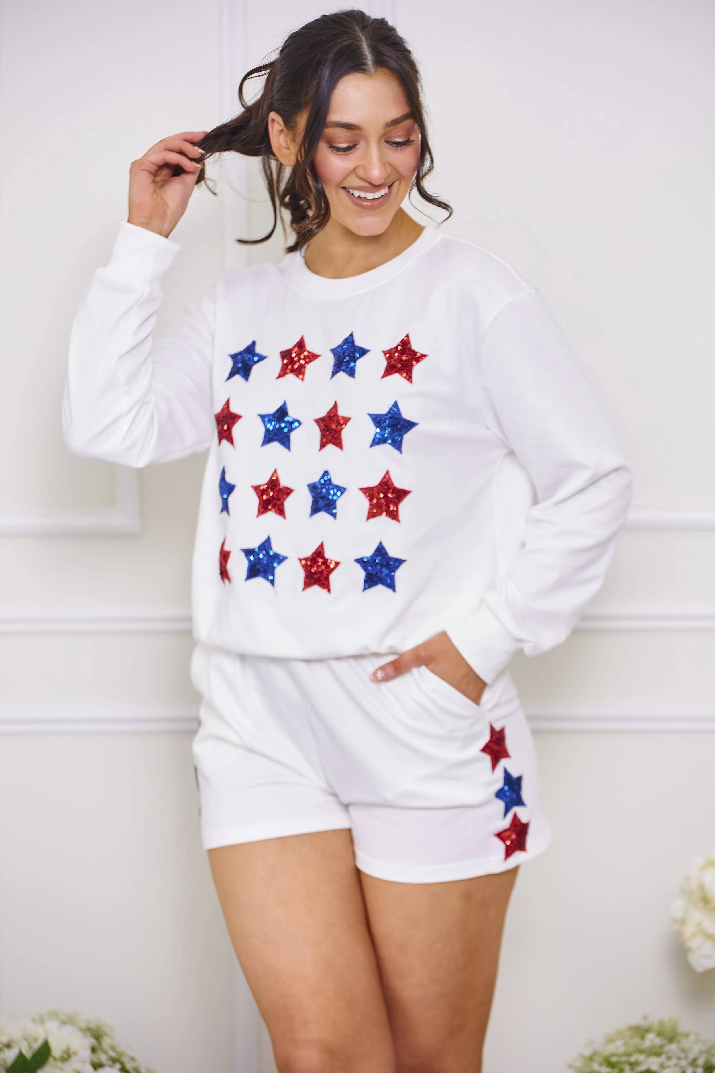 Star Spangled Sequin Sweat Shorts