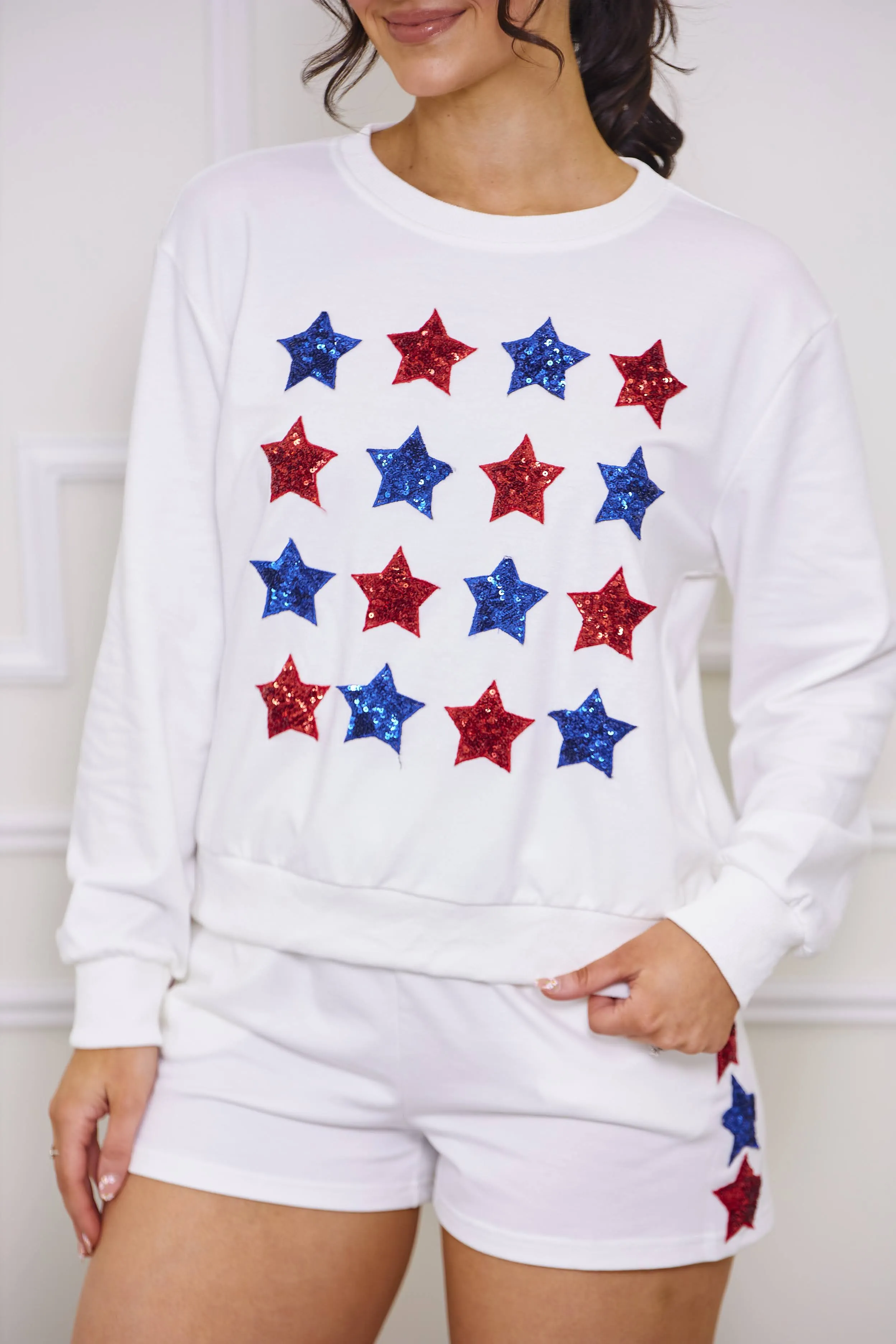 Star Spangled Sequin Sweat Shorts
