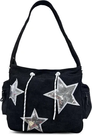 Star Y2K Tote Bag Hobo Bag for Women Aesthetic Cute Messenger Canvas Bag Preppy Large Capacity Shoulder Bag.