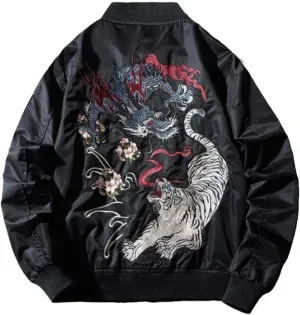 Sukajan Jacket For Men Tiger Dragon Embroidered Ma-1 Streetwear Varsity Japan Baseball Coat Spring Winter