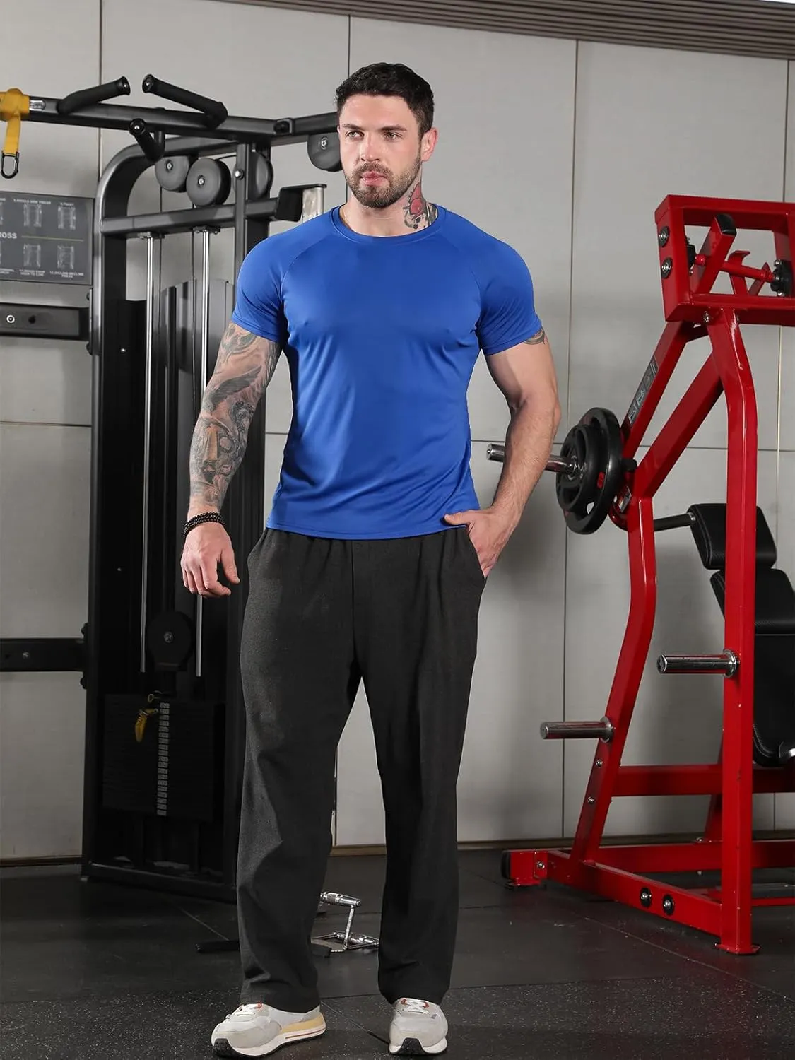 Sumolux 5 Pack Mens Active Crew Neck T Shirts Quick Dry Athletic Running Gym Workout Short Sleeve Tee Tops Bulk