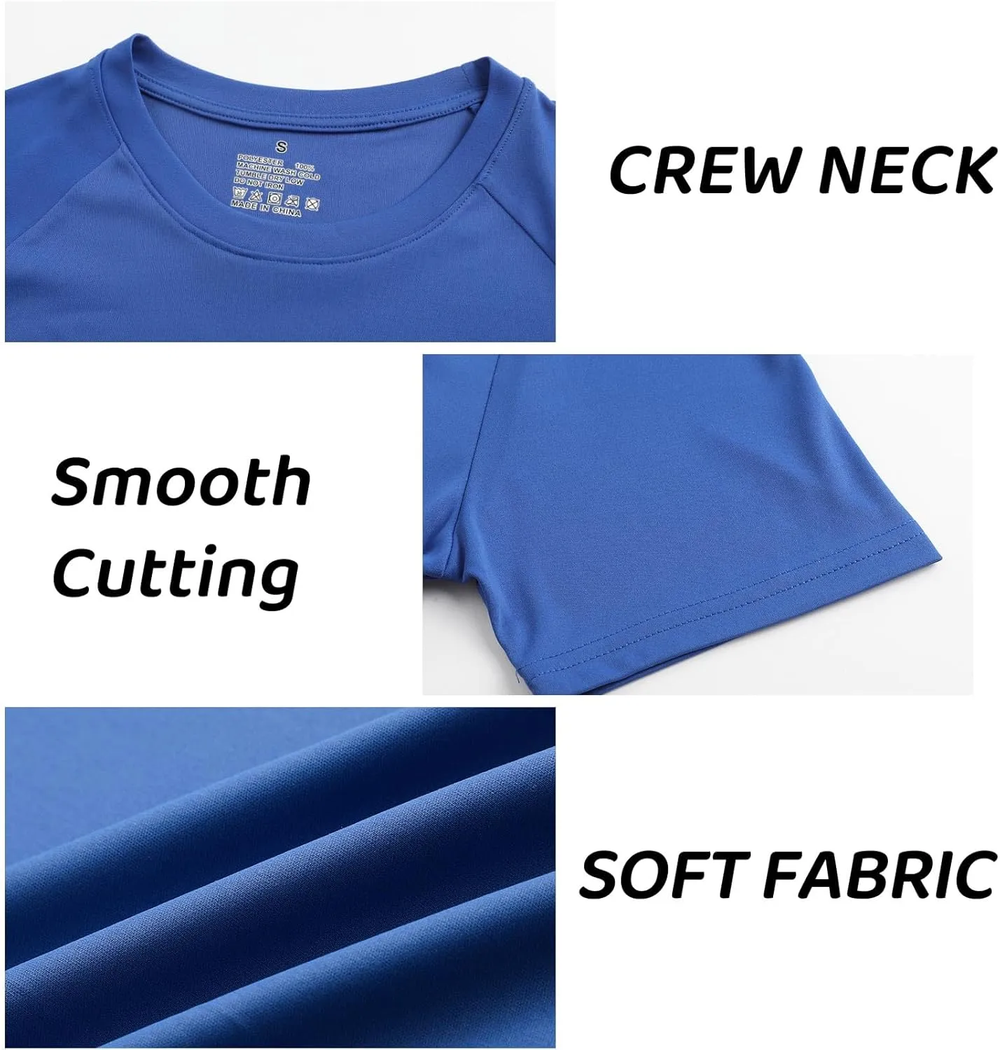 Sumolux 5 Pack Mens Active Crew Neck T Shirts Quick Dry Athletic Running Gym Workout Short Sleeve Tee Tops Bulk