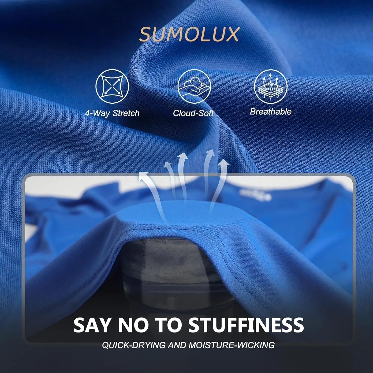 Sumolux 5 Pack Mens Active Crew Neck T Shirts Quick Dry Athletic Running Gym Workout Short Sleeve Tee Tops Bulk