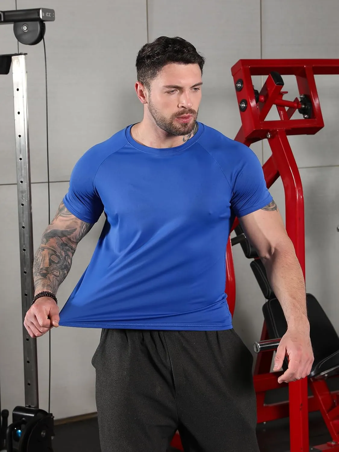 Sumolux 5 Pack Mens Active Crew Neck T Shirts Quick Dry Athletic Running Gym Workout Short Sleeve Tee Tops Bulk