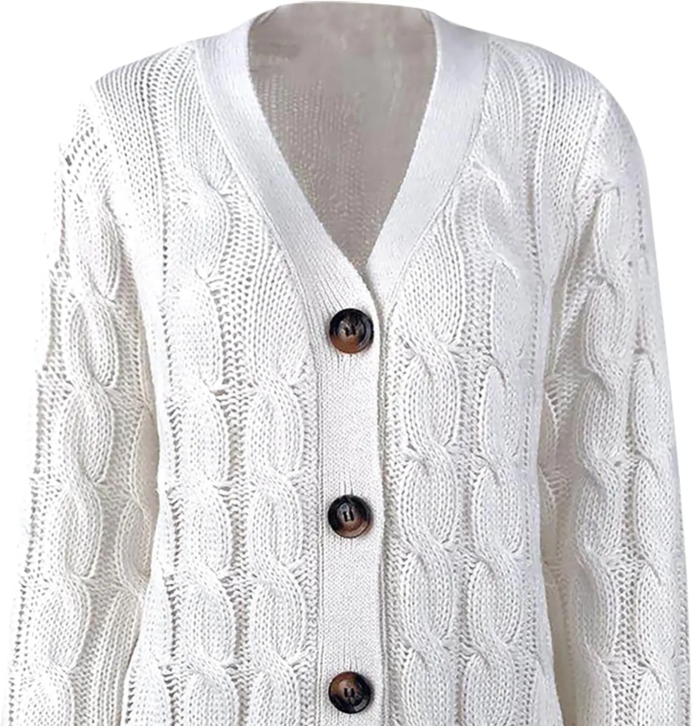 Sweaters for Women Fashion Open Front Long Sleeve Button Cardigans Chunky Cable Knitted Fall Winter Cardigan Outwear