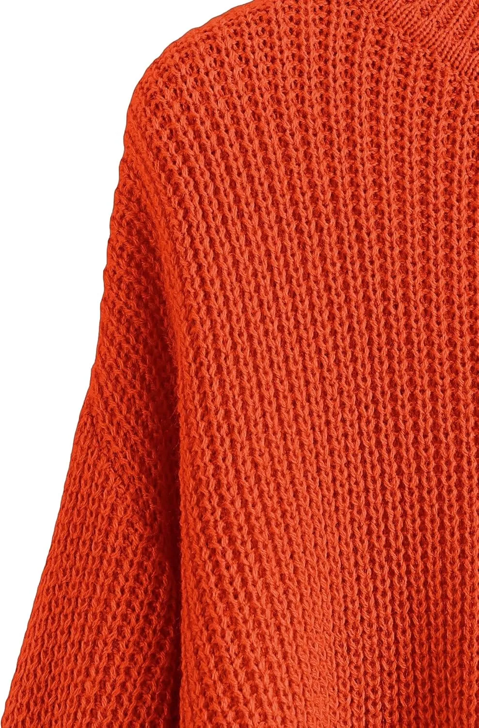 SweatyRocks Women's Long Sleeve Mock Neck Cropped Sweater Drop Shoulder Pullover Sweater Lantern Sleeve Ribbed Knit Crop Top
