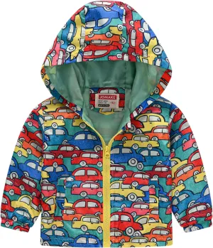 Toddler Baby Boys Cartoon Dinosaur Print Hooded Jacket Long Sleeve Windproof Coats Zip Up Trench Windbreaker Outerwear