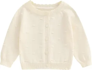 Toddler Baby Girl Sweater Floral Cardigan Knit Long Sleeve Coat Cute Fall Winter Outfits Clothes Infant Newborn