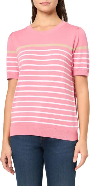 Tommy Hilfiger Women's Short Sleeve Striped Crewneck Pullover Sweater