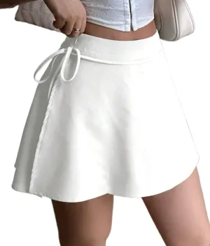 TOOSIS Summer Fashion Shorts for Women Side Tie High Waist Solid Color Casual Loose Skort Casual Shorts Clothes