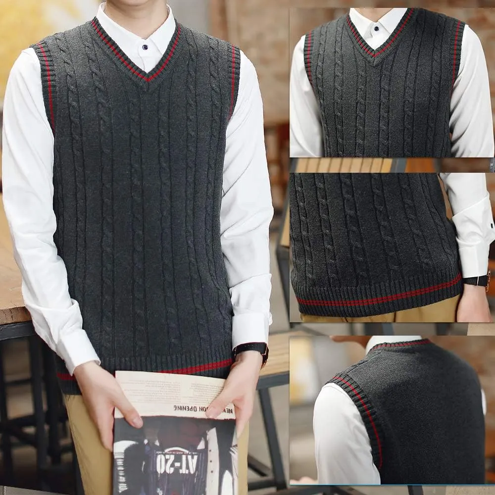 TopTie Men's 100% Cotton Knit Sweater Vest