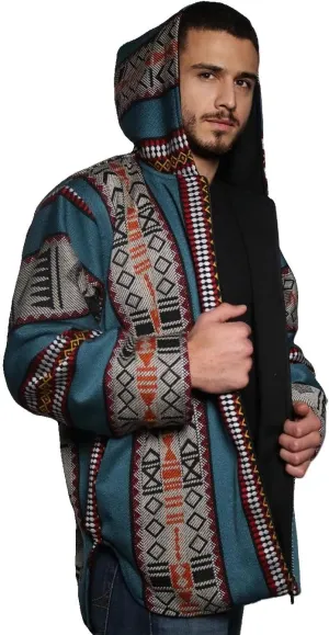Traditional Handwoven Sadu Jacket  Authentic Jordanian Heritage Coat Unisex Design, Blend Wool Cotton Fabric Comfortable, Perfect for Cultural Fashion and Unique Style Padded and Hooded XS Size