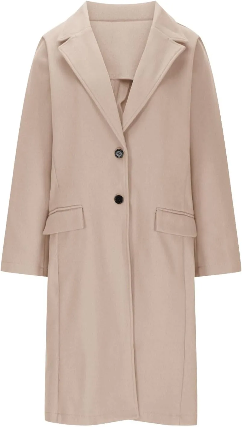 Trench Coat Women 2024 Elegant Lapel Button Down Blazer Casual Business Work Suit Jackets Long Windbreaker Pea Coat
