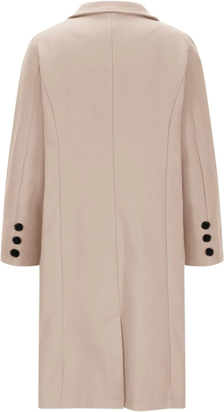Trench Coat Women 2024 Elegant Lapel Button Down Blazer Casual Business Work Suit Jackets Long Windbreaker Pea Coat