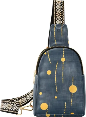 trendy Geometric Dots Lines Mustard Yellow and Denim Blue Seamless Picture Seamless Pattern crossbody bag leather black crossbody fanny pack for day pack