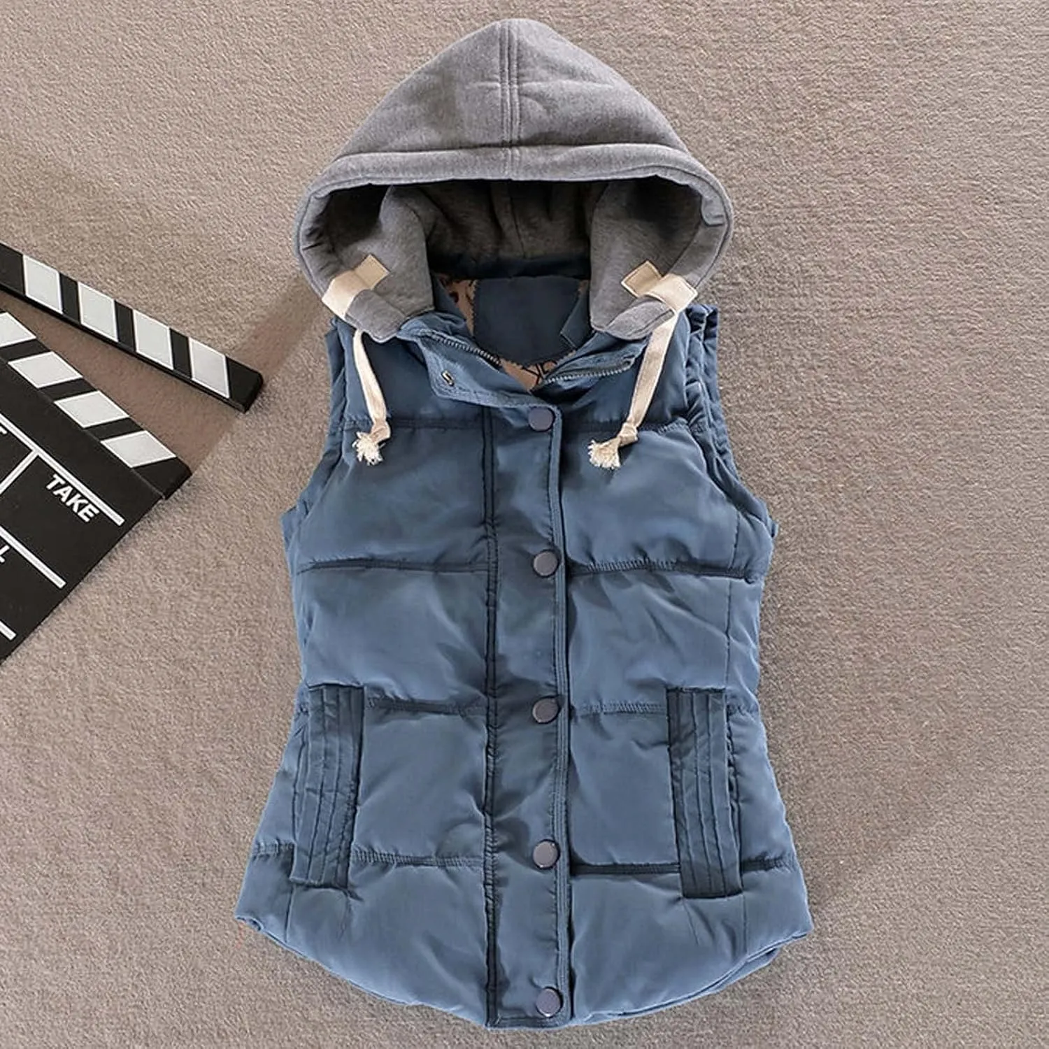 tuduoms Trendy Winter Vest Women Teen Girls Slim Fit Cotton Padded Jacket Vest Hooded Sleeveless Puffer Down Crop Top Gilet