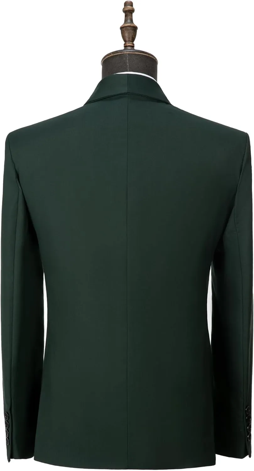 Uohzus Men's 2 Pieces Suit with Belt Casual Fashion Slim Linen Jacket and Pants