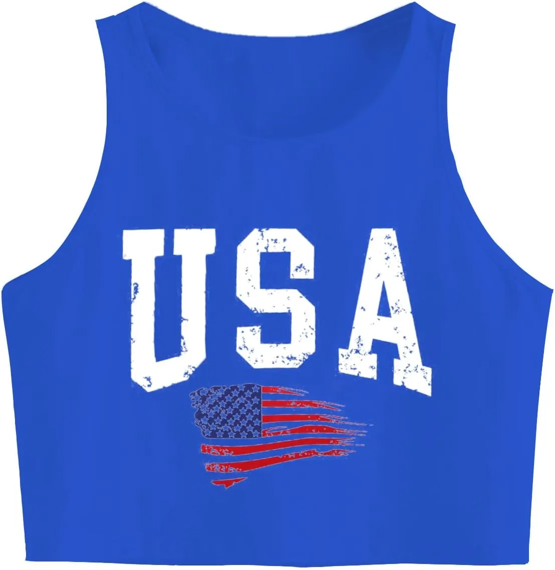 USA Tank Top Women American Flag Crop Tank 4th of July Patriotic Crop Shirts Summer Sleeveless Tee Tops