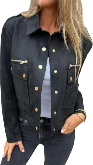 utcoco Womens Cropped Suede Leather Jacket Fashion Motorcycle Bomber Jackets Fall Winter Coats for Women 2025