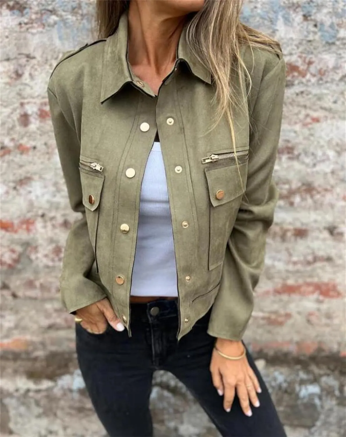utcoco Womens Cropped Suede Leather Jacket Fashion Motorcycle Bomber Jackets Fall Winter Coats for Women 2025