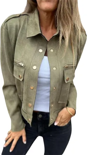 utcoco Womens Cropped Suede Leather Jacket Fashion Motorcycle Bomber Jackets Fall Winter Coats for Women 2025