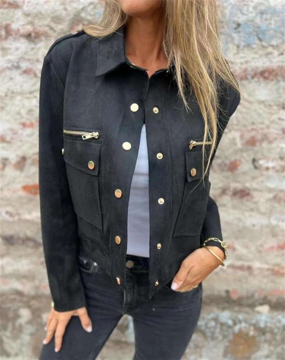 utcoco Womens Cropped Suede Leather Jacket Fashion Motorcycle Bomber Jackets Fall Winter Coats for Women 2025