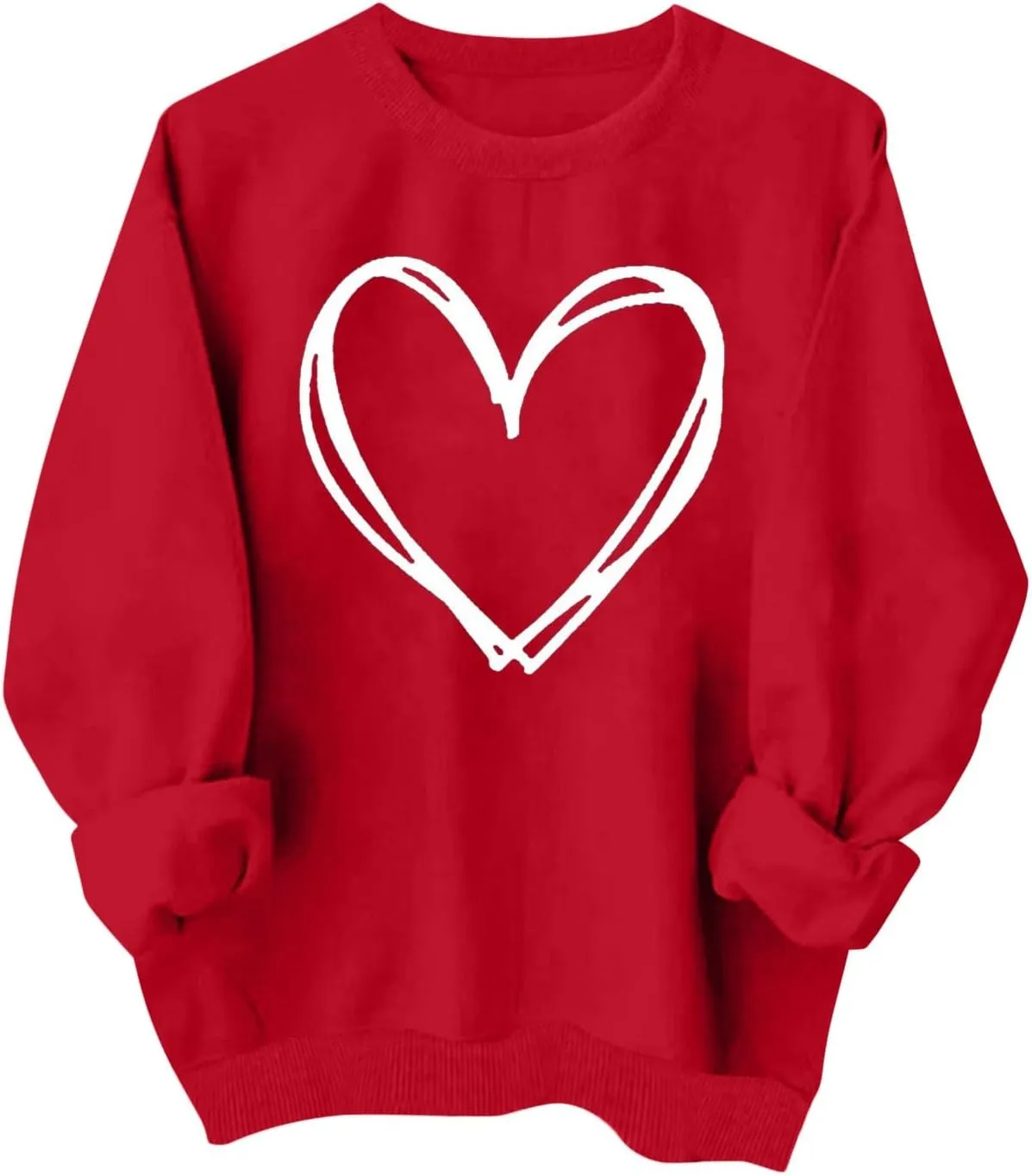 Valentines Sweatshirts for Women Oversized Long Sleeve Sweater Love Heart Graphic Sweatshirt Crewneck Pullover