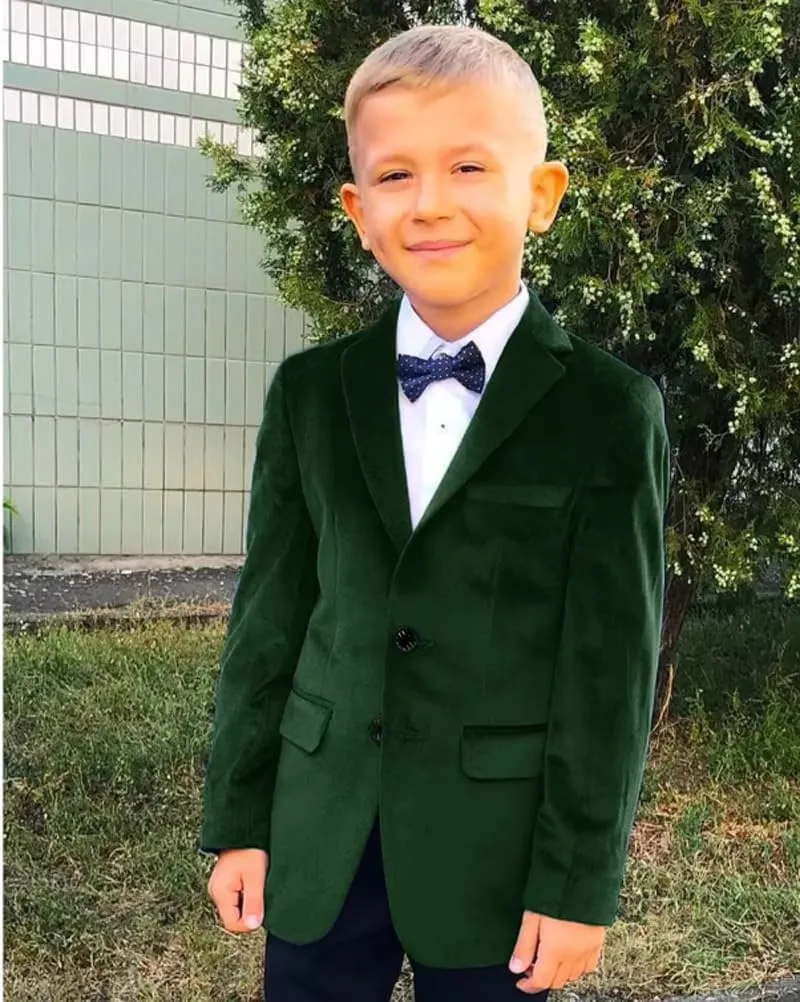VENNYNG Boys Velvet Suit Blazer Two Button Slim Fit Formal Sports Coats Tuxedo Jacket for Kids Wedding