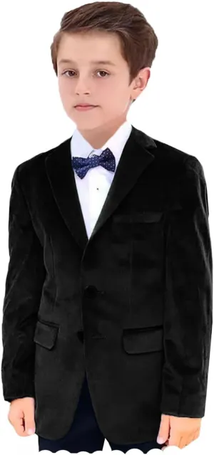 VENNYNG Boys Velvet Suit Blazer Two Button Slim Fit Formal Sports Coats Tuxedo Jacket for Kids Wedding