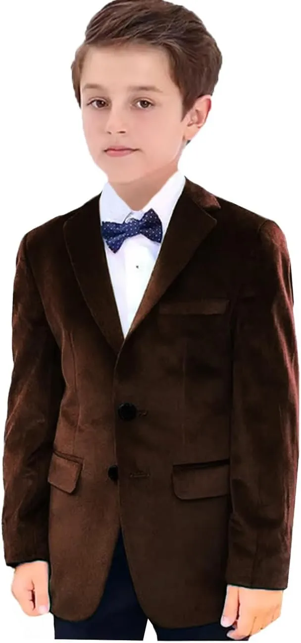 VENNYNG Boys Velvet Suit Blazer Two Button Slim Fit Formal Sports Coats Tuxedo Jacket for Kids Wedding