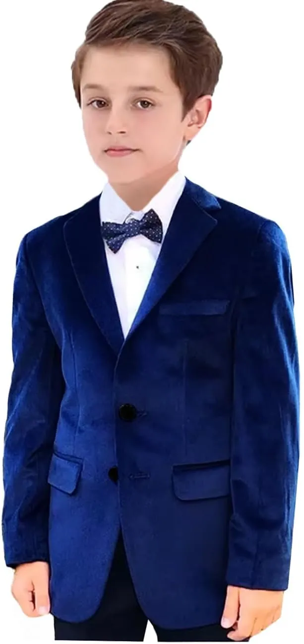 VENNYNG Boys Velvet Suit Blazer Two Button Slim Fit Formal Sports Coats Tuxedo Jacket for Kids Wedding