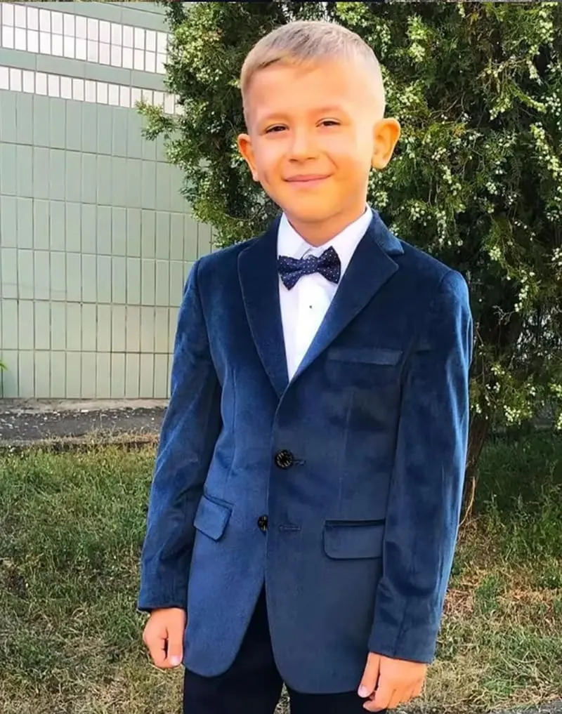 VENNYNG Boys Velvet Suit Blazer Two Button Slim Fit Formal Sports Coats Tuxedo Jacket for Kids Wedding