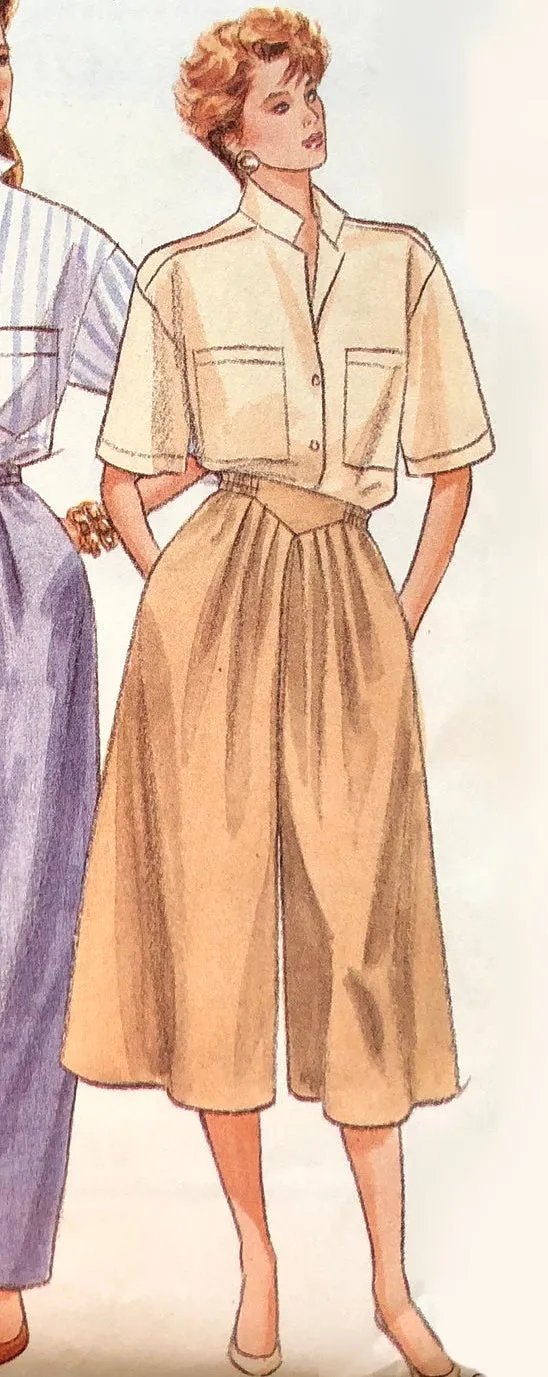 Vintage 80s Culotte Gaucho Cropped Palazzo Pants M