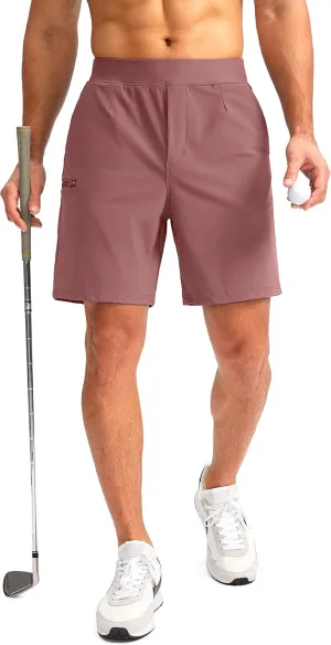 Viodia Men's 7" Golf Shorts with 5 Pockets Elastic Waist Dry Fit Stretch Shorts for Men Hiking Casual Athletic