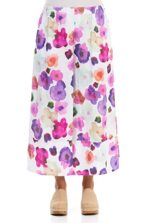 Wide Leg Cuffs Blossom Linen Culottes