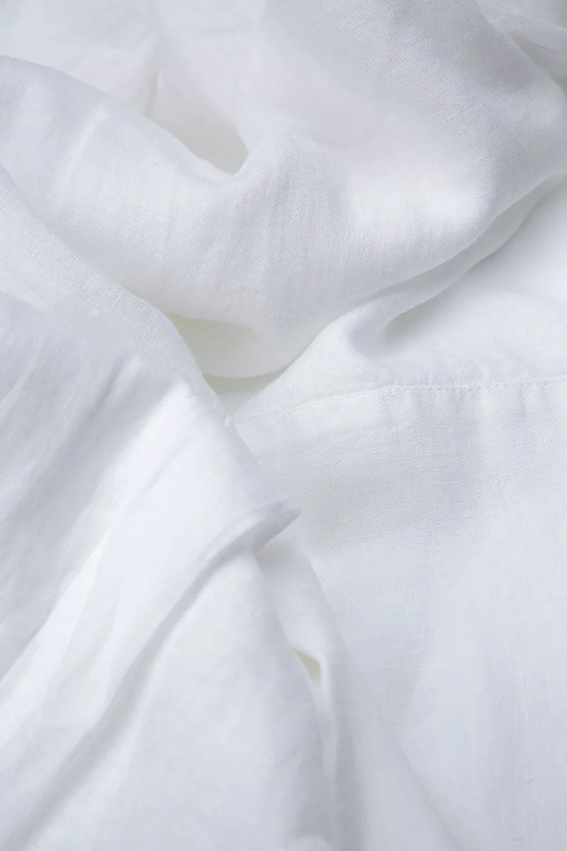 Wide Leg Cuffs White Linen Culottes