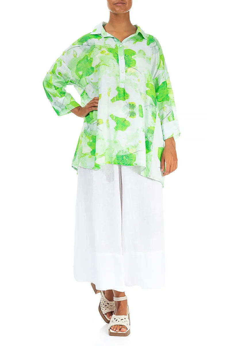 Wide Leg Cuffs White Linen Culottes