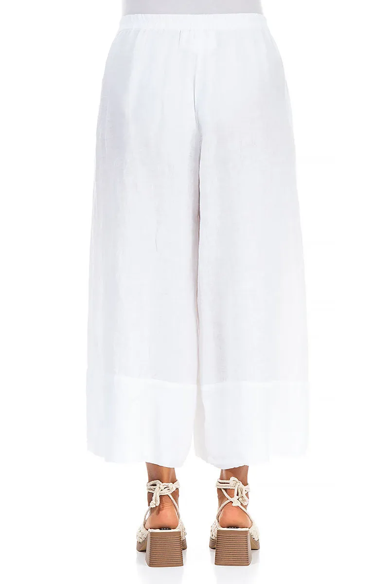 Wide Leg Cuffs White Linen Culottes