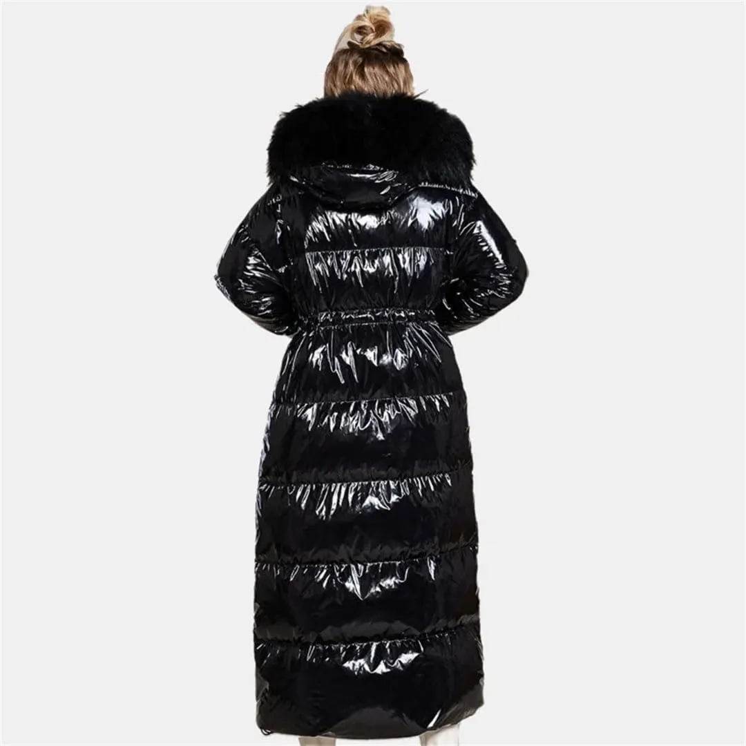 Woman Winter Jacket Thick Cotton Parkas Hooded Outerwear Warm Faux Fur Padded Quilted Coat