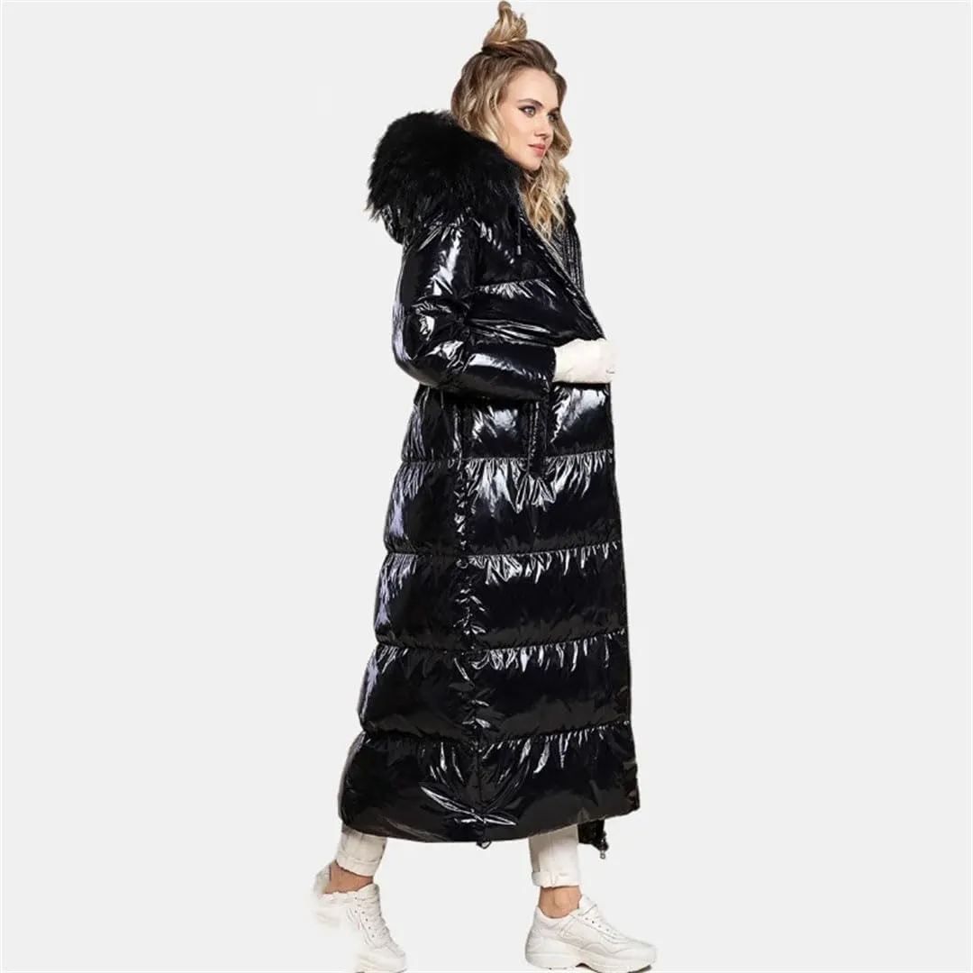 Woman Winter Jacket Thick Cotton Parkas Hooded Outerwear Warm Faux Fur Padded Quilted Coat