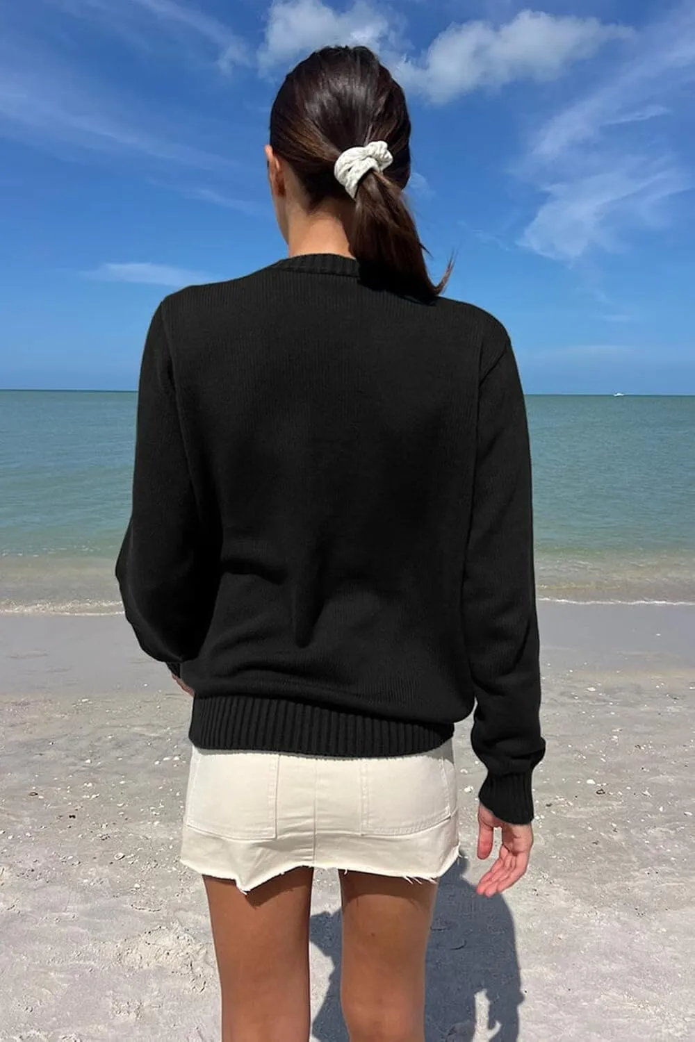 Women American Flag Sweater Long Sleeve Crew Neck Loose Fit Knit Pullover Tops USA Casual Loose Pullover Sweater