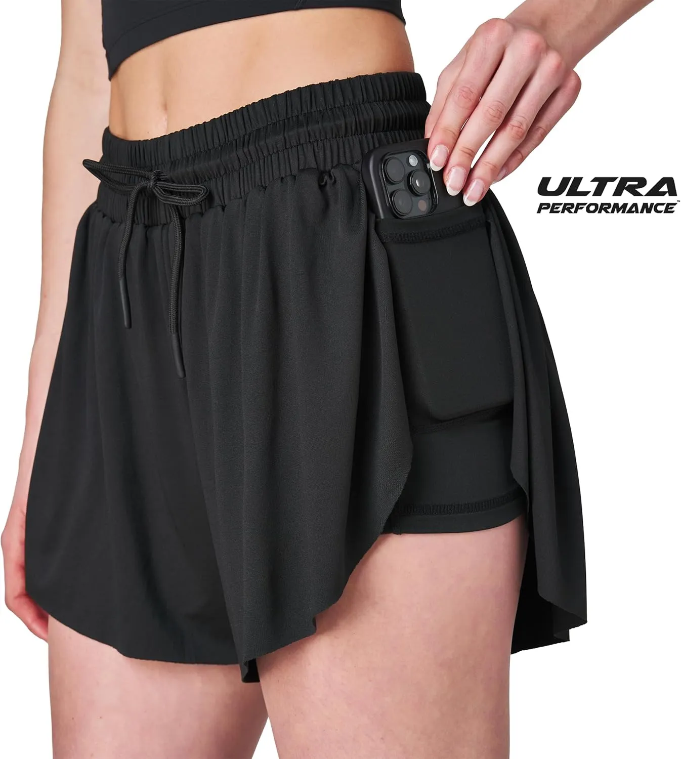 Womens Athletic Running Shorts 2 Pack Women's Butterfly Flowy Short's 2 in 1 Gym Workout Summer Short for Women