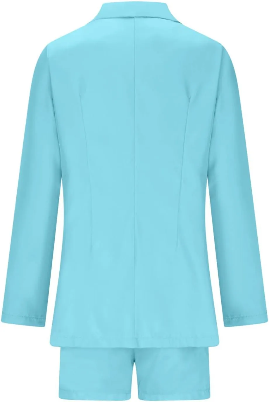 Women's Business Suits with Belt Long Sleeve Blazer Jacket and High Waisted Shorts 2 Pieces Outfits Shorts Set