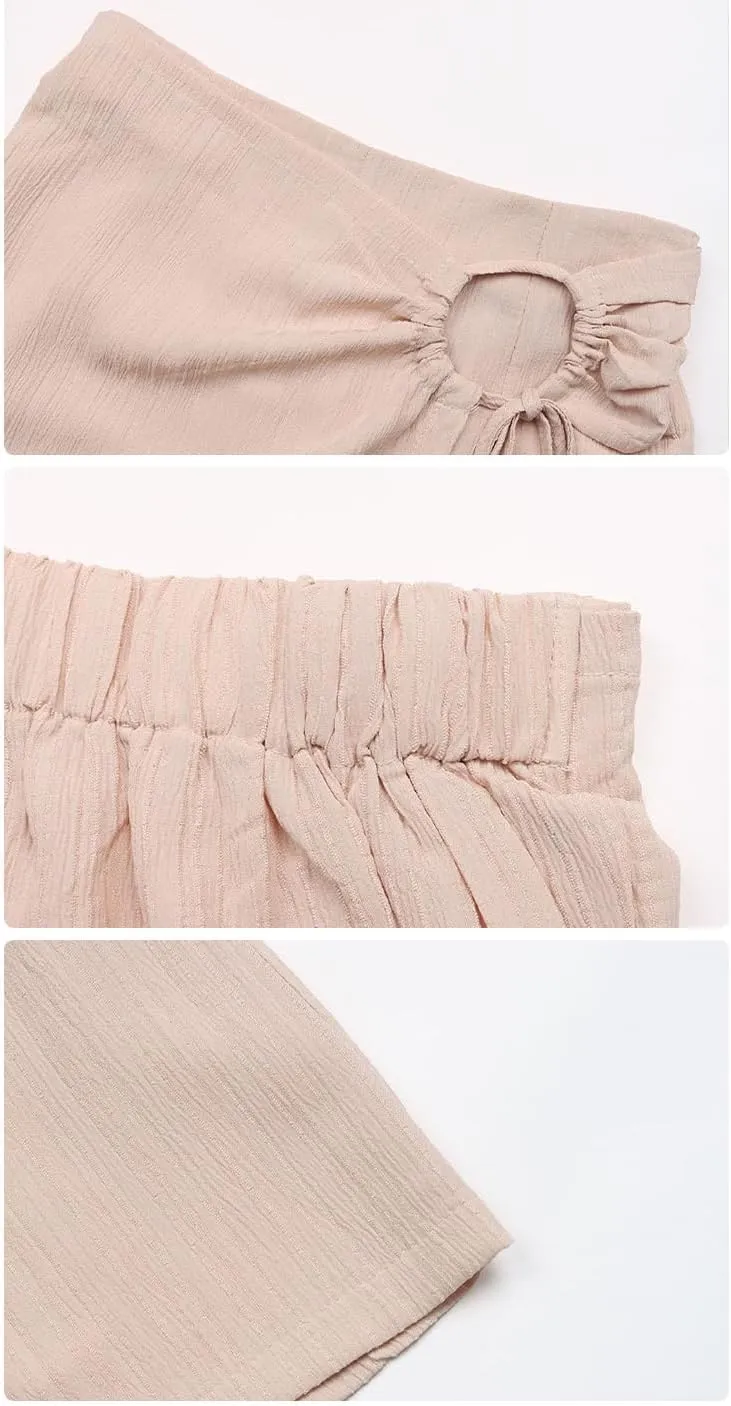 Womens Casual Split Hem High Waist Skorts Skirt Shorts Tie Knot Fited Bodycon Solid Color Mini Wrap Shorts