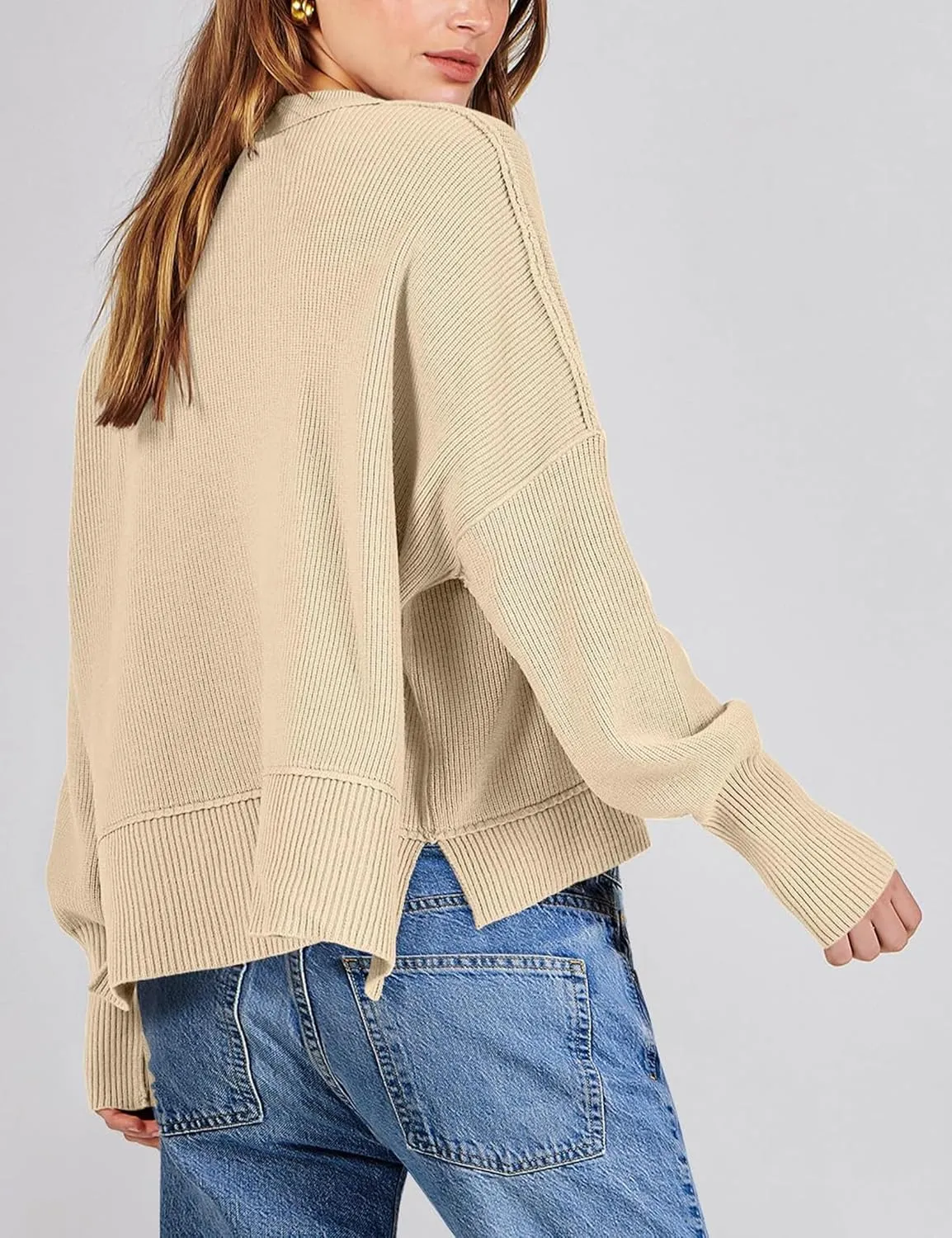 Womens Cropped Pullover Sweater Polka Dot Chunky Knit Sweater Floral Printed Crewneck Long Sleeve Fall Winter Outfits
