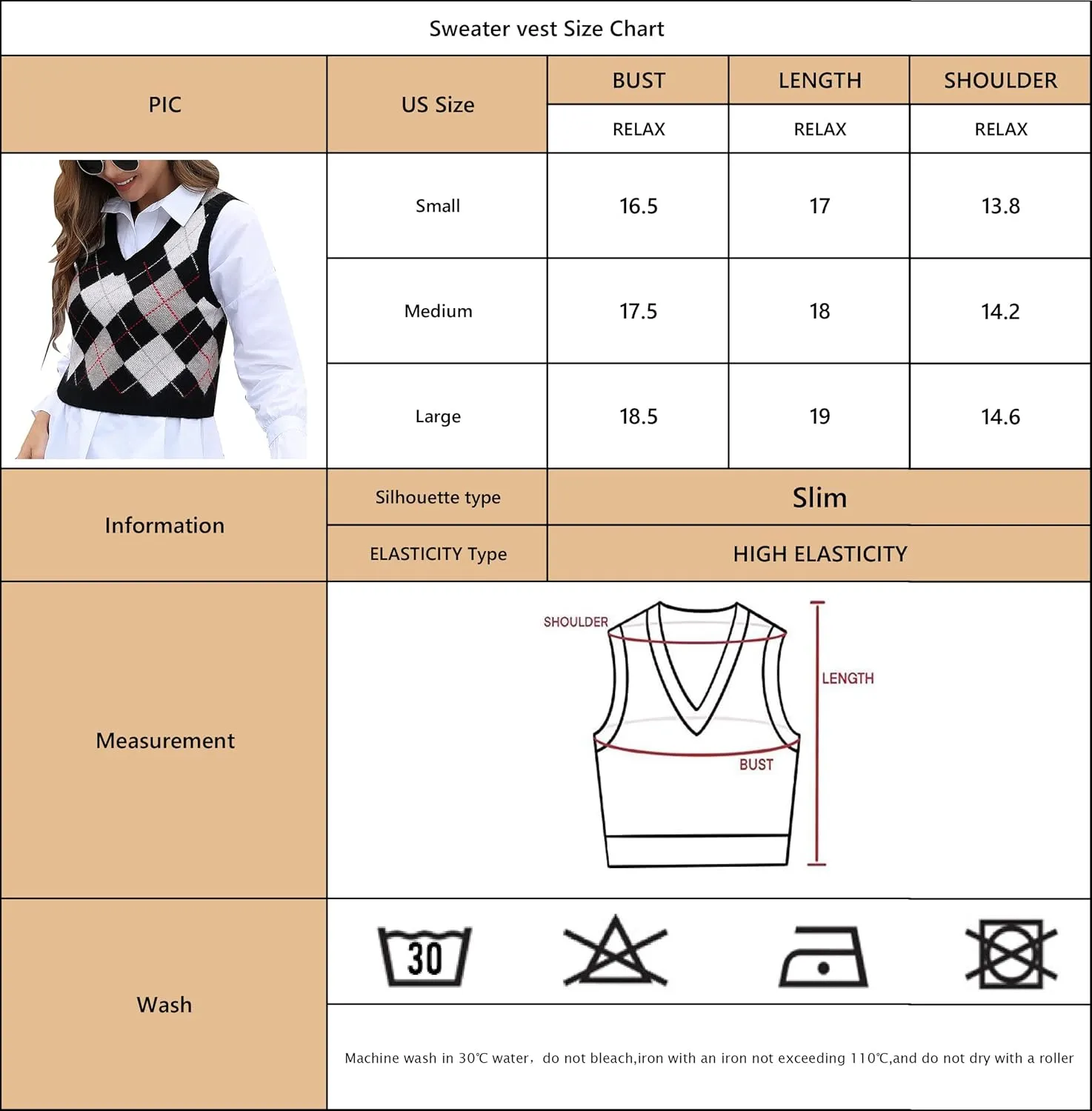 Women's Fashion Cropped Sweater Vest College Style Sleeveless Vest